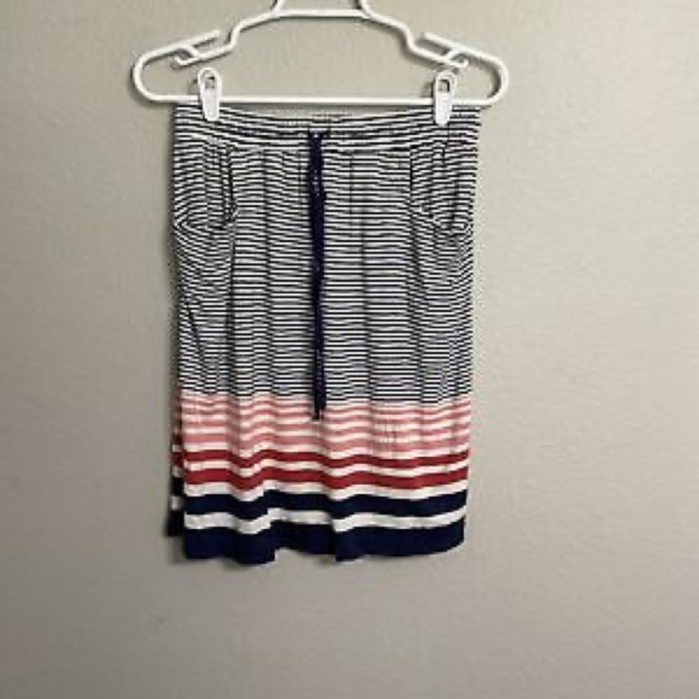 Max Studio Skirt Womens Size S Elastic Waist Drawstring Striped Pockets